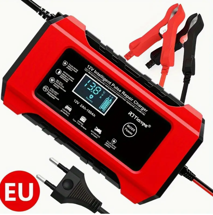 Caricabatterie Intelligente 6A 12V Con Display LCD - Manutentore Automatico Per Auto, Moto, Camper, Barca (2-100 Ah) Con Modalità Riparazione - 3